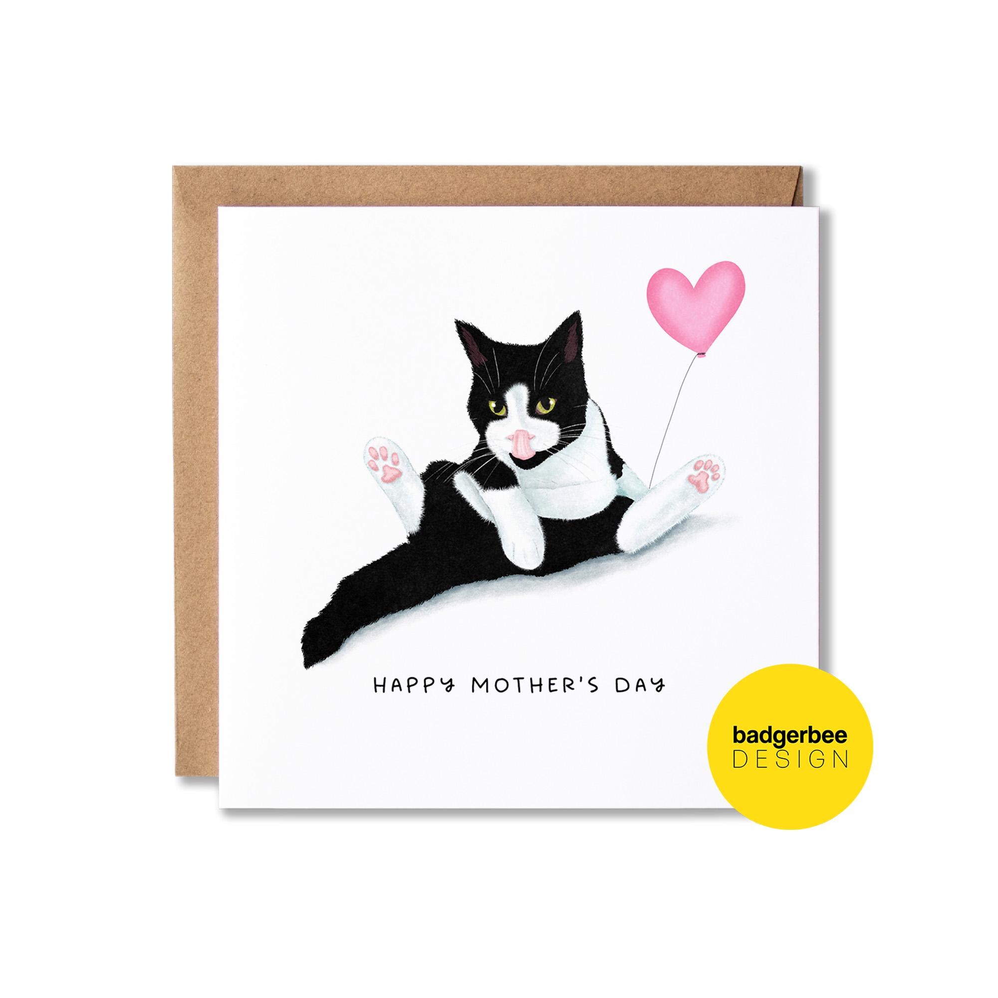 Funny Cat Mothers Day Card, Love You Mum Card for Mum, Mummy, Cute ...