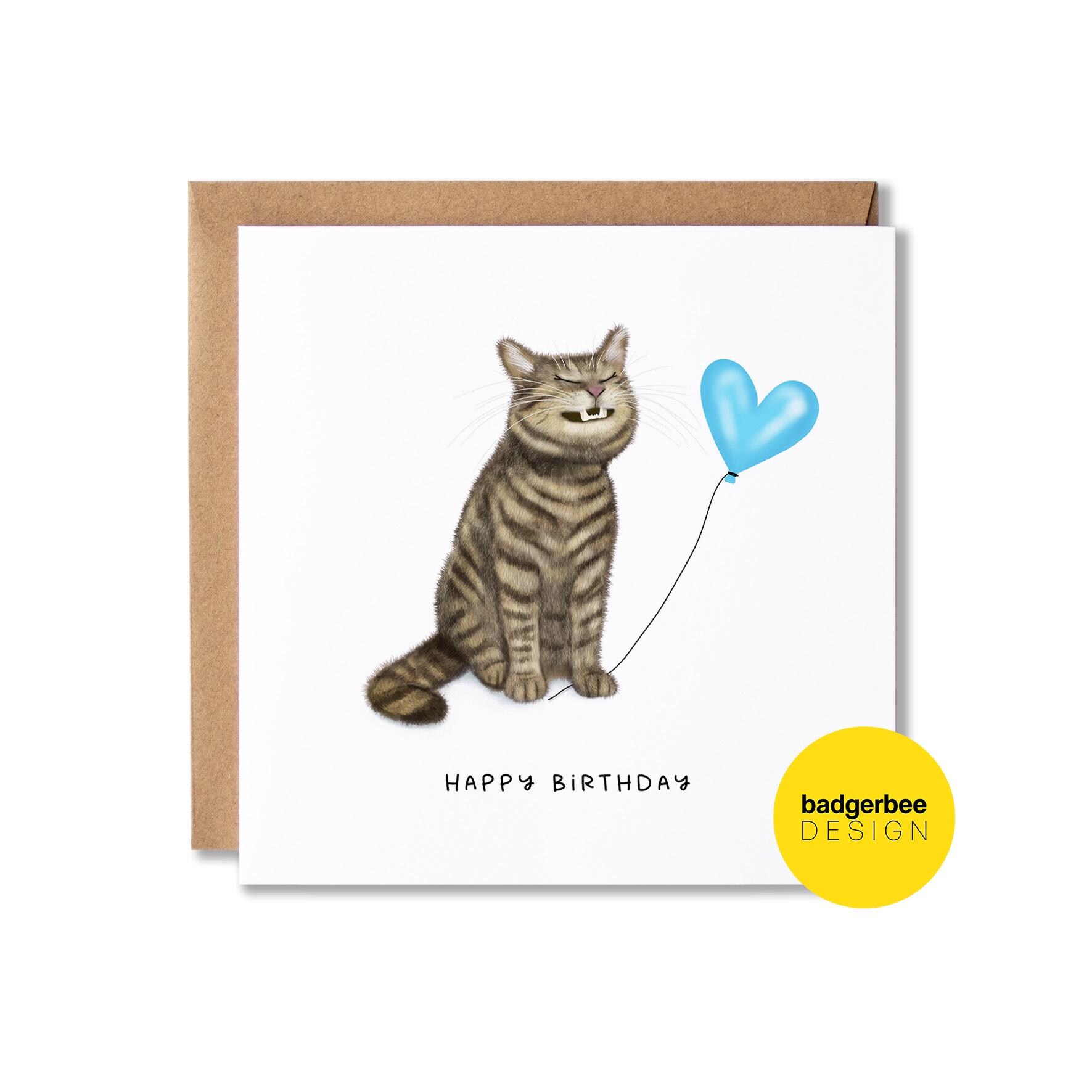Tabby Cat Birthday Card for Mum, Love You Mum Card for Mummy, Cute Cat ...