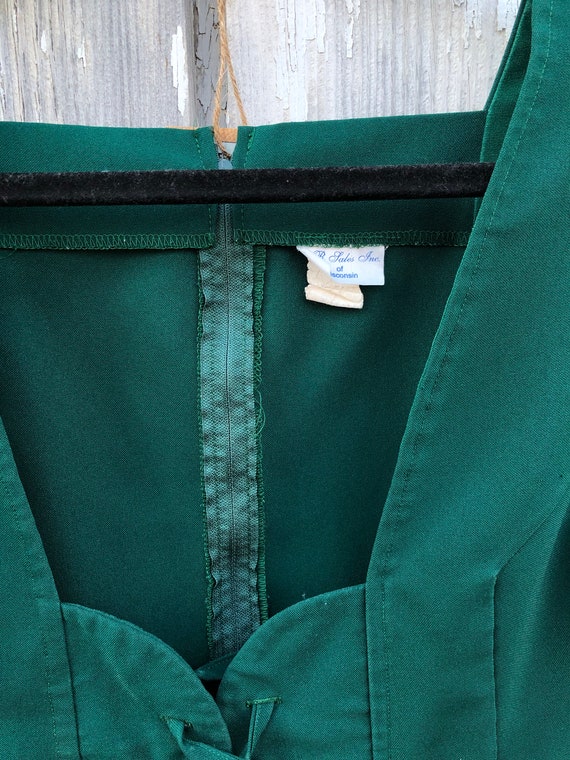 Vintage Handmade Apron Dress Costume Green Pocket… - image 7