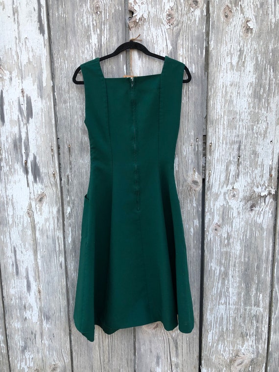 Vintage Handmade Apron Dress Costume Green Pocket… - image 5