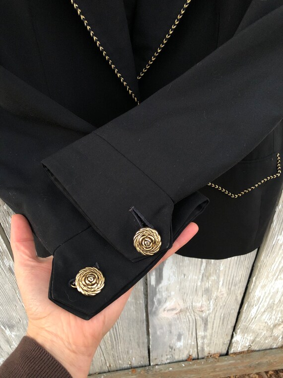 Vintage Mary Kay Black Suit Coat Buttons Cuffs Bl… - image 3