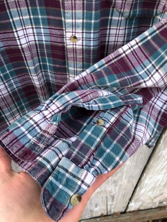 Vintage distressed Brittania plaid flannel button… - image 5