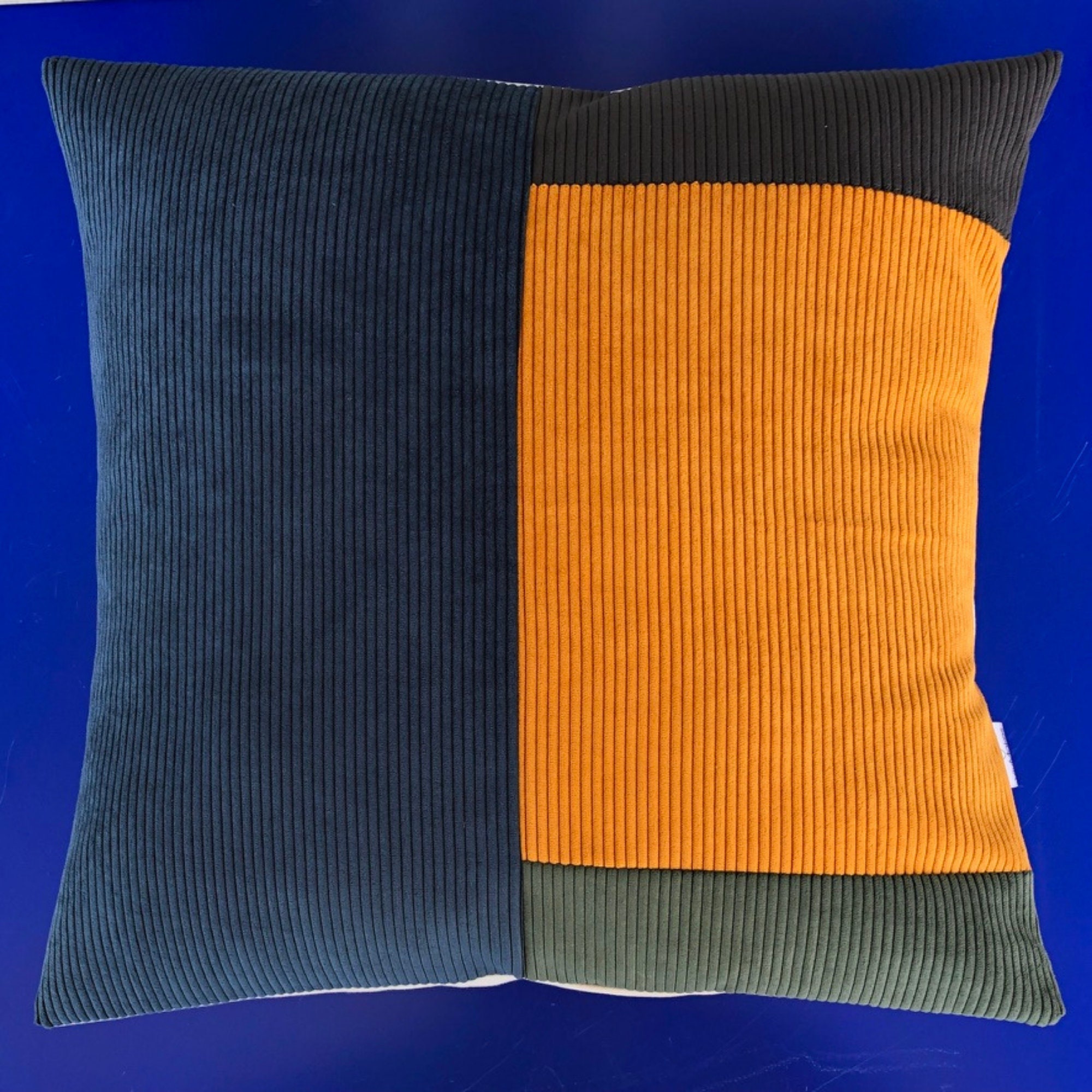 Cushion Navy Mustard Charcoal & Green Geometric Corduroy Etsy