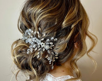 Pièce de cheveux de mariée, Vigne de cheveux de mariée, Accessoires de cheveux de mariée, Accessoires de cheveux de mariage, Pièce de cheveux de mariage en argent, Vigne de cheveux en or rose