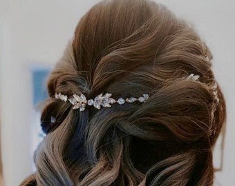 Crystal wire boho hair vine wedding accessory, Bridesmaid gift, Wedding hairpiece Jewelry, Bride hairpiece, Bridal accessory