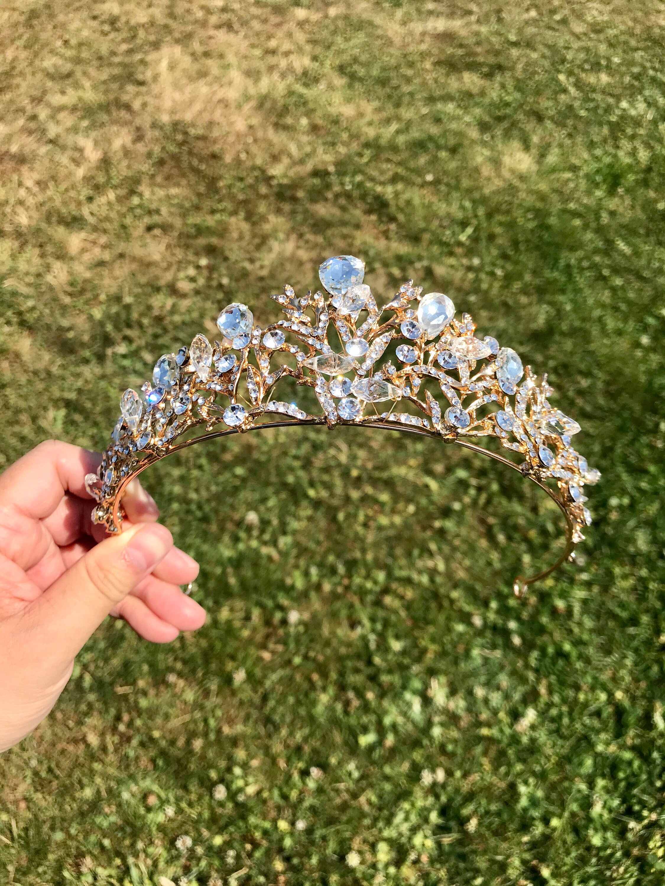 Wedding Tiara Gold Bridal Tiara Gold Bridal Crown Gold Etsy