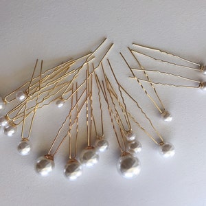 18 pcs Wedding hair pins Pearl hair pins Pearl Wedding hair accessories Large Pearl Bridal hair pins set of 18 Mixed Size pearls image 9