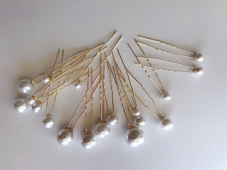 18 pcs Wedding hair pins Pearl hair pins Pearl Wedding hair accessories Large Pearl Bridal hair pins set of 18 Mixed Size pearls image 9