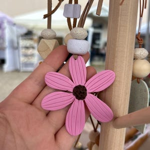 Hanging Car Diffuser | Cactus Boho Flower l Handmade  | Polymer Clay and Wood l Gift |  Women | One of a Kind