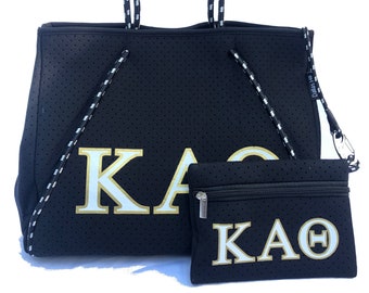 Kappa Alpha Theta Greek Sorority Bid Day Dallas Hill Neoprene Tote Bag Beach Bag Purse for School, Travel, Beach, Boat, Pool, Gym, Gift