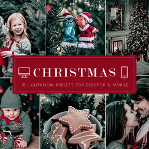 15 Christmas Presets Dark Moody Lightroom Presets for Desktop Mobile, Winter Green Mobile XMAS Presets Outdoor Preset, VSCO Instagram Preset