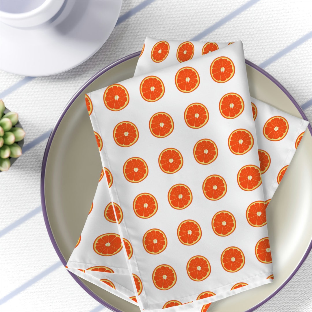 Orange Print Napkins 19 X 19 Dinner Napkins Etsy