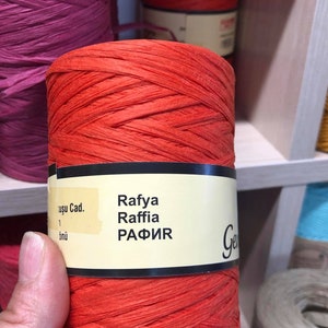 Filati di rafia rossa, Filati di carta, 150 gr 250 mt, Filati naturali all'uncinetto, Filati per cappelli all'uncinetto, Filati per borse all'uncinetto, Filati leggeri, Filati ecologici