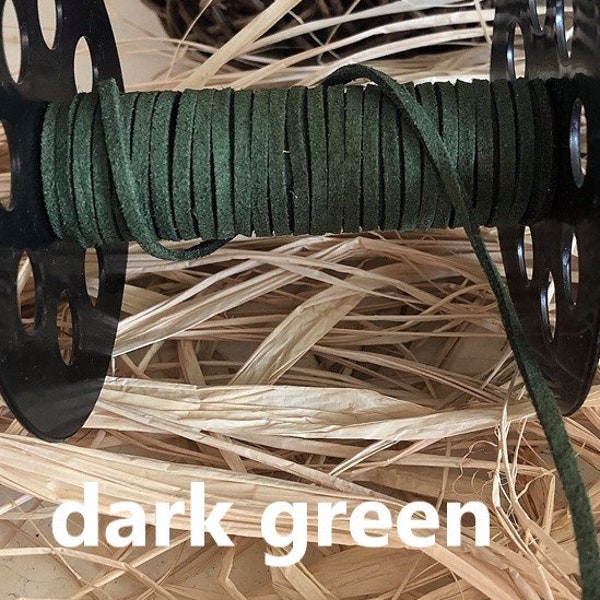 Cordon en daim vert foncé de 3 mm, cordon en faux daim vert foncé, cordon en daim de 3 mm, cordon de collier en daim, cordon de bracelet en daim, corde en daim, cordon de fabrication de bijoux
