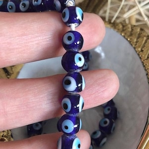 8mm Blue Evil Eye Beads,Evil Eye Jewelry,Evil Eye for Necklace,Evil Eye for Bracelet,Evil Eye Protection,Evil Eye Supplies,Evil Eye Beaded