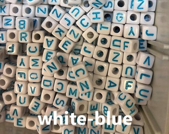 Bright Blue Letter Beads for Jewelry Making, Blue Alphabet Beads