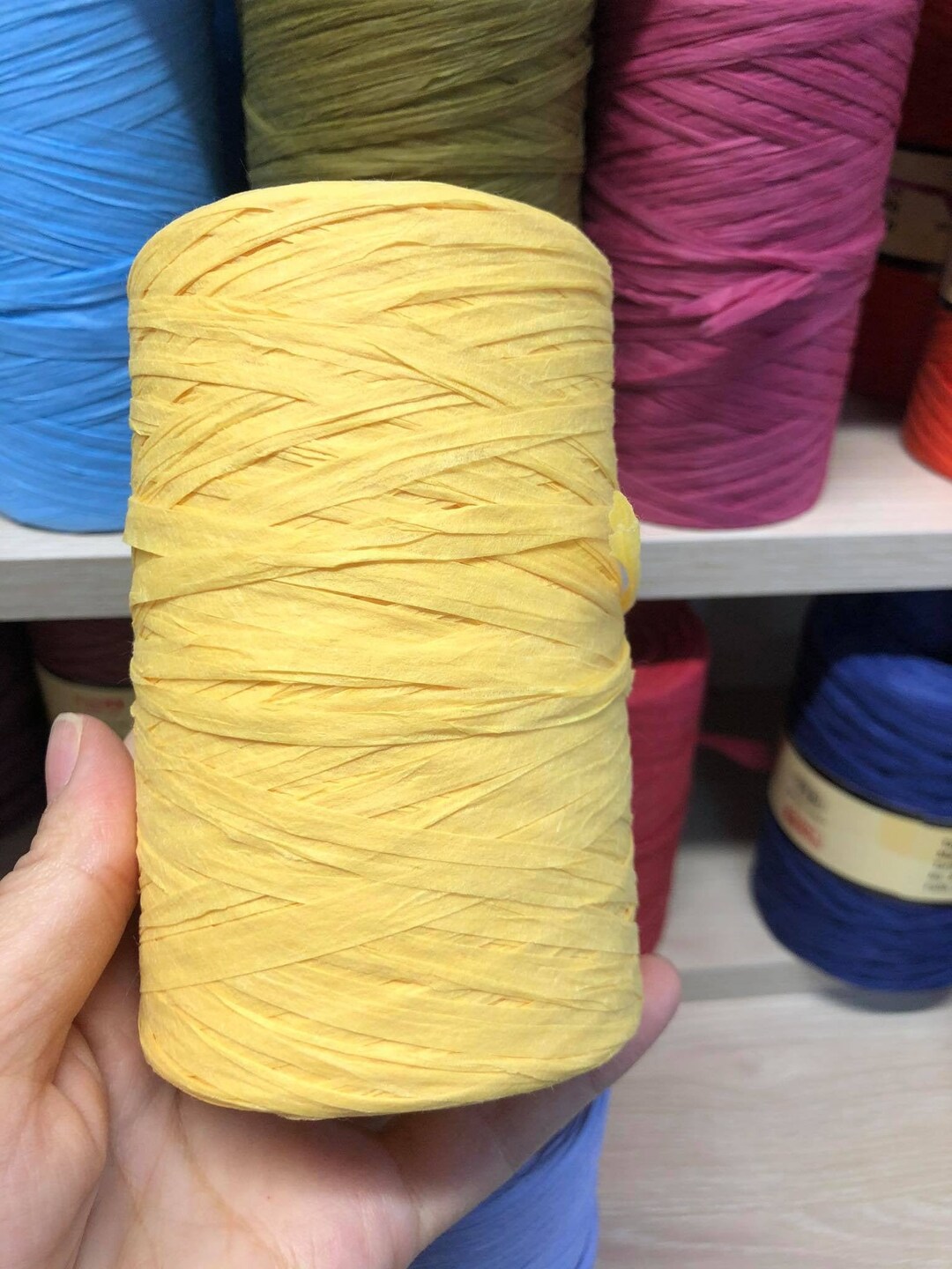 Yellow Raffia Yarns,paper Yarns,150 Gr 250 Mt,natural Crochet Yarns ...