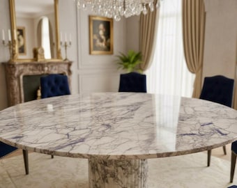 Calacatta Viola Marmor Esstisch Runde Handgefertigte Luxus Naturstein Möbel