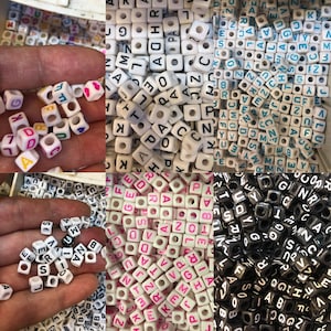 Alphabet Letter Beads,Alphabet Charm,Alphabet Pendant,White Letter Beads,Cube Letter Beads,Name Bead,Letter Beads Bracelet