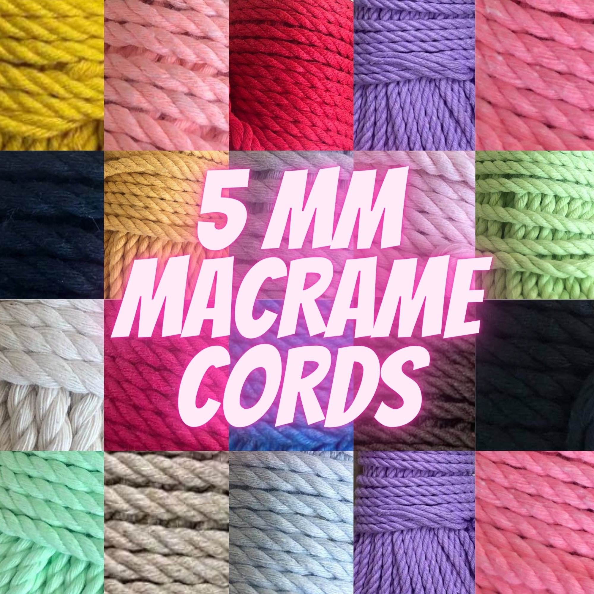 Yellow Macramé Cord 5Mm For 50M