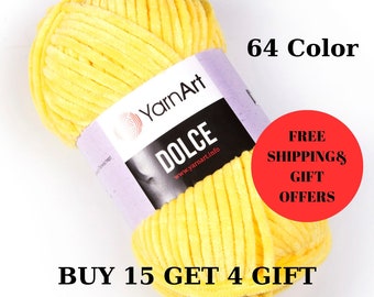 Yarnart Dolce ,Velvet Knitting Yarn, Baby Yarn, Amigurumi Yarn, Blanket Yarn, Plush Yarn,Soft Yarn,Blanket Yarn,Bulky Knitting Yarn