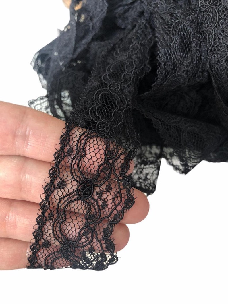 Black Lace Trim1.37 Inches Wide Lace Trimblack Lace | Etsy