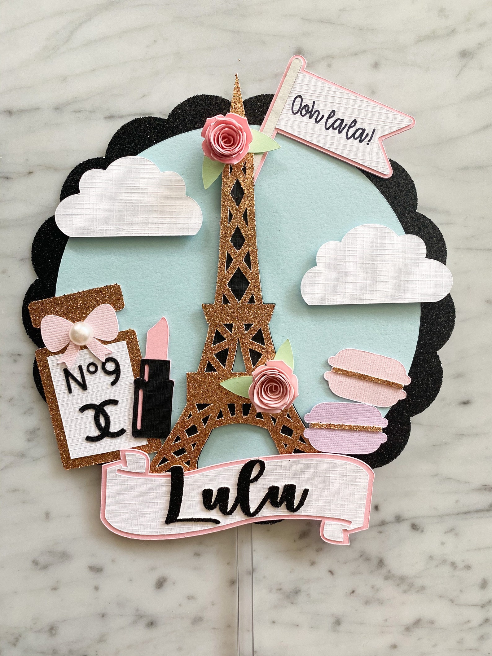 Paris Eiffel Tower Cake Topper Etsy