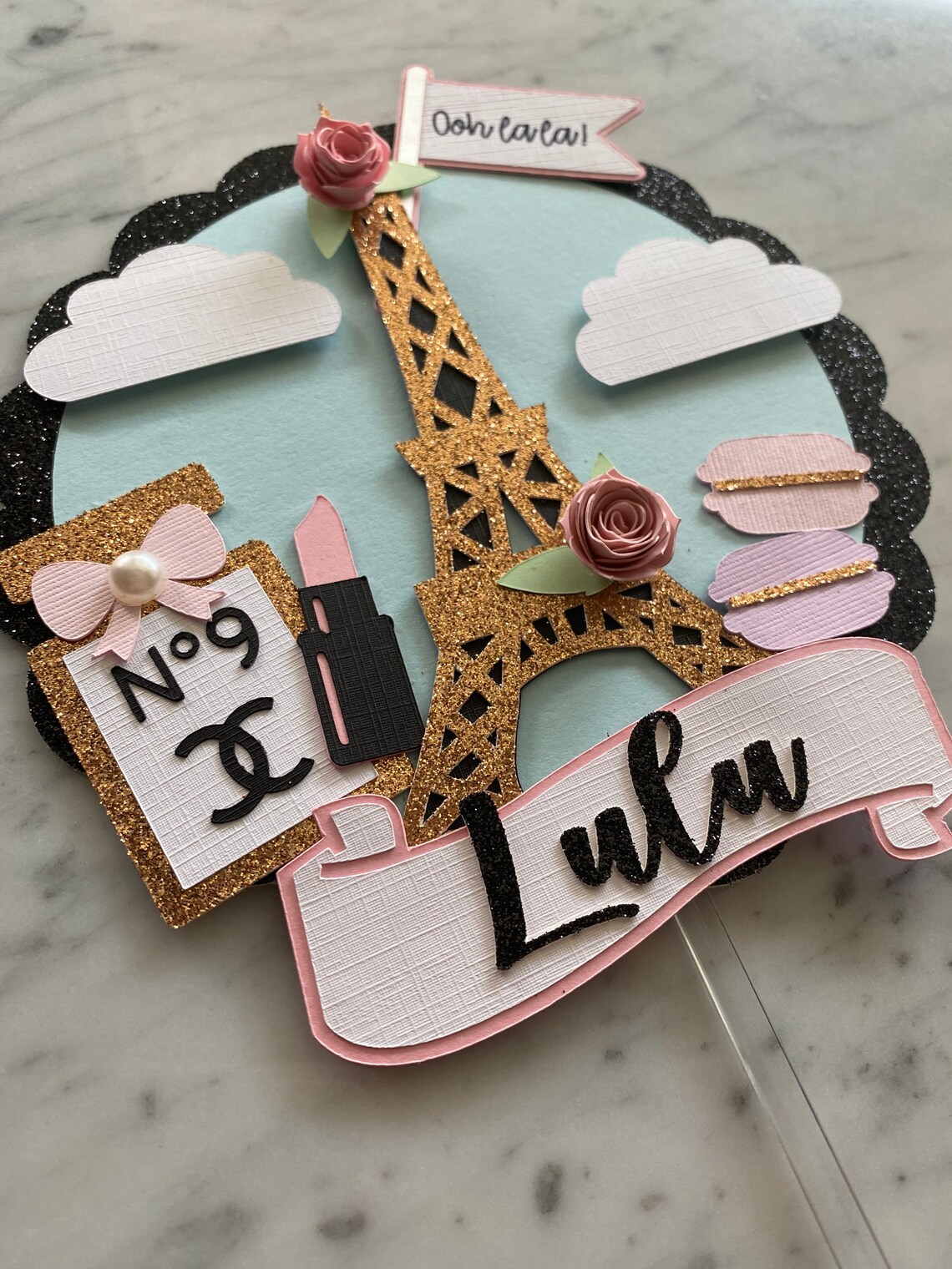 Paris Eiffel Tower Cake Topper Etsy