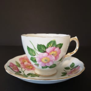 Royal Vale Bone China Teacup & Saucer Wild Roses