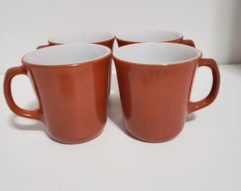 Juego de 4 tazas de café Corning color naranja quemado MCM