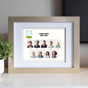 Class composite template, 9 students 1 teacher, great for volume daycare, preschool, school portrait photographers; easy to use in Canva