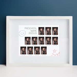 12 Student class photo collage composite, Canva template, notebook theme, perfect for daycare, preschool, and school portrait photographers