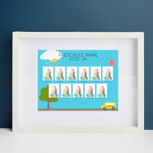 11 Student class photo composite Canva template, fully editable, perfect for preschool, daycare, and school portrait photographers