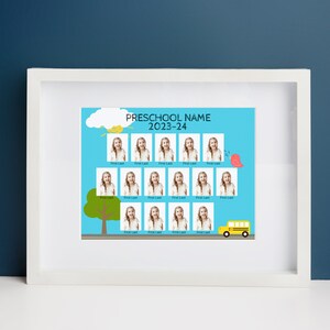 15 Students Class Composite Template, perfect for daycare, preschool, and school volume photographers, editable in Canva