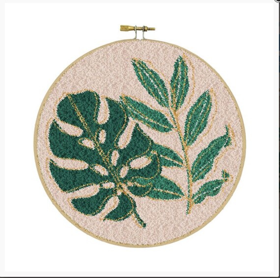 Botanic leaf Punch Needle kit DIY Learn to punch needle Etsy