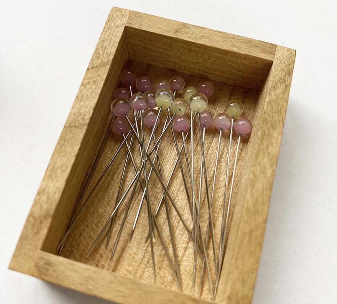 Cohana Glass Head Sewing Pins in Sakura Wooden Box Sakura Etsy