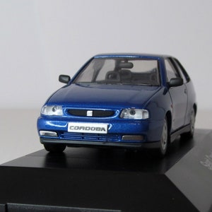 Seat Cordoba SX 1996, Herpa ( Germany ), box. scale diecast model 1:43. blue car replica. collectible present. gift for him. detailed model