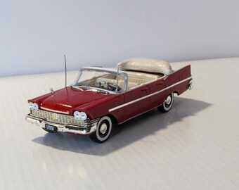 Handmade convertible Plymouth Savoy 1959, Deagostini. Authors work. Scale diecast model 1:43. Replica car. Single copy. Collectible gift