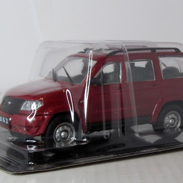 Uaz-3163 Patriot, Auto legends n259, Deagostini, blister. Diecast scale 1:43, Metal car, Die cast model. red car replica. father's day gift