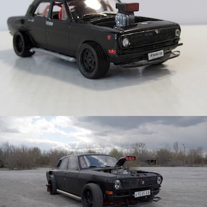 Handmade Volga Cerberus Gaz-24 V8 5l Ford Drift, DiamonD. Authors work. Scale diecast model 1:43. Brand new. Repaint, Engine. hand crafted