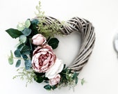 Door Wreath Wicker Heart Wreath Wedding Decoration Wedding Decor Salon Decor Heart Wall Decor Floral Wreath Heart Door Wreath