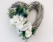 Door Wreath Wicker Heart Wreath Wedding Decoration Wedding Decor Hanging Wreath Heart Wall Decor Floral Wreath Heart Door Wreath