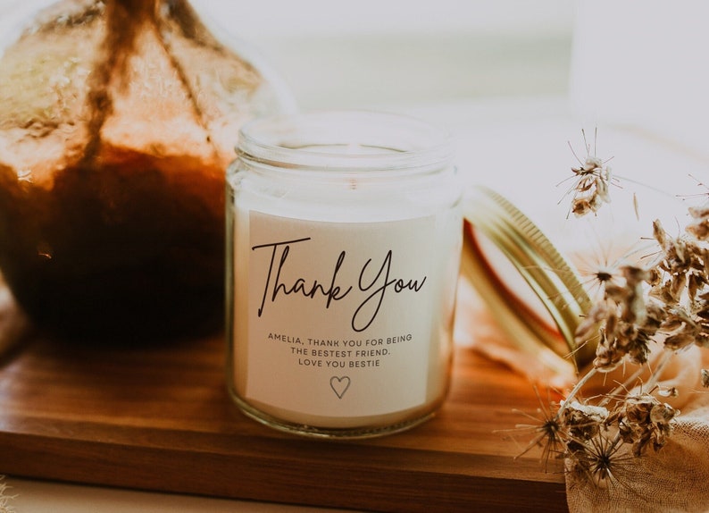 Personalised Thank You Candle Thank You Gift Personalised Thank You Gift Thank You Candle Thank You Present Thank You image 1