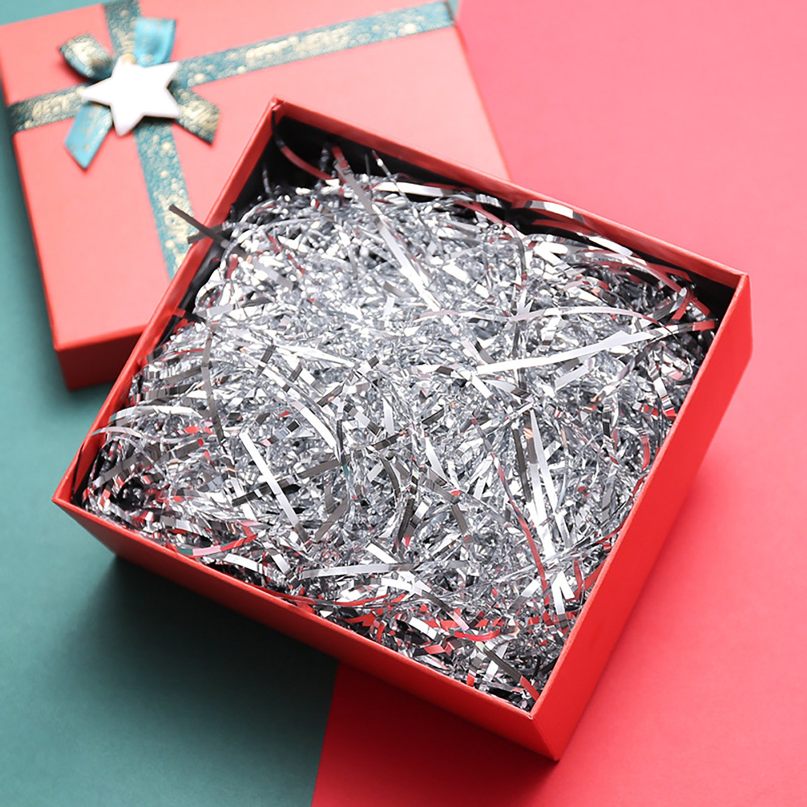 Colorful Shredded Paper Gift Box Raffia Wedding Packaging Etsy