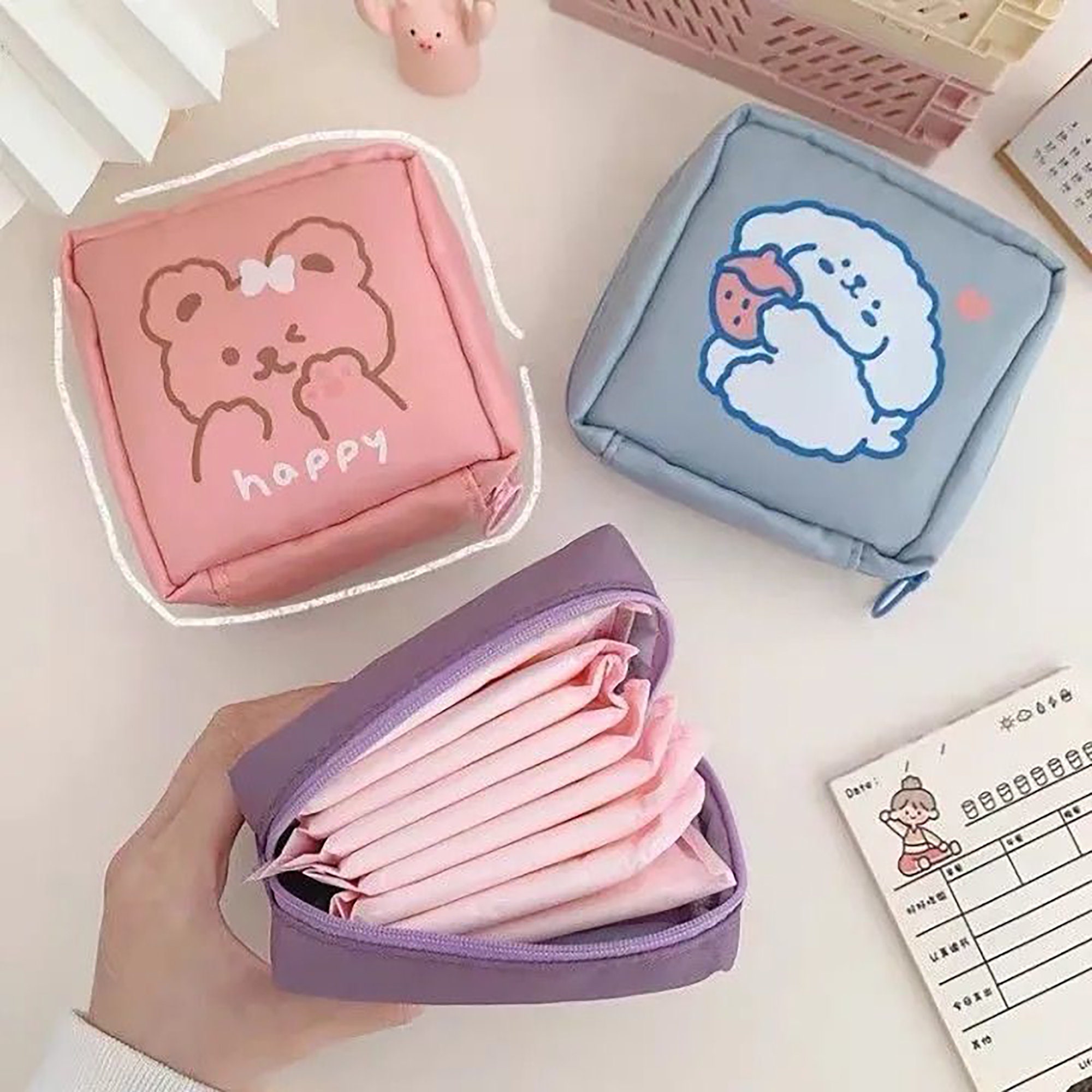 Cute Sanitary Napkin Storage Bag Portable Small Cosmetic Bag Etsy