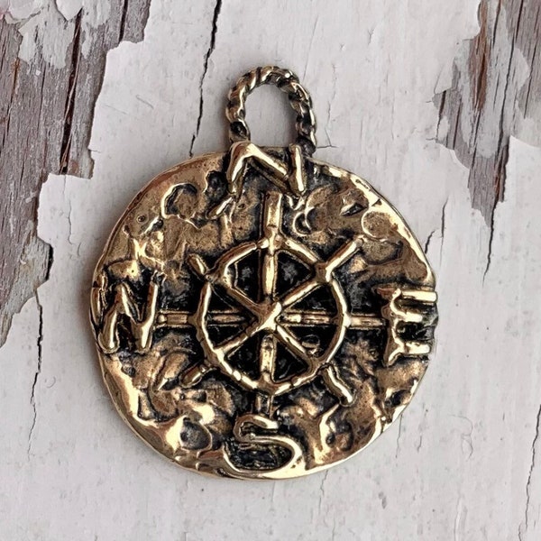 Artisan Compass Charm in Gold Bronze // "Find Your True North" Written on Back // LD-597