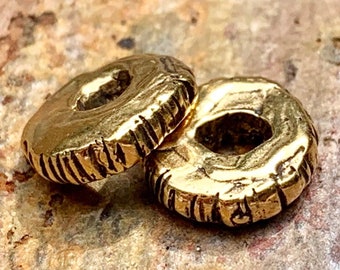 Artisan Spacer Beads in Bronze, 2mm ID Beads, LD-603, Two Beads