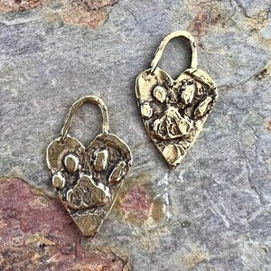 Paw Heart Charms in Gold Bronze - Pair - GB-152