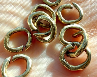 Anillas abiertas de bronce artesanal, LD-166 (juego de diez)