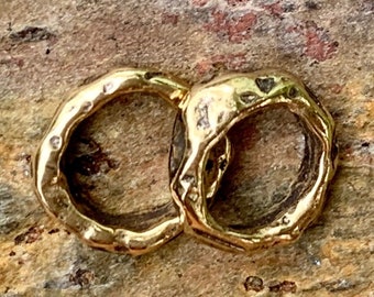 Anillos de salto cerrados de 8 mm en bronce dorado, juego de dos, LD-214